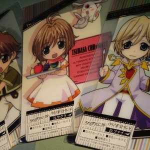 полупрозрачные пластиковые открытки с персонажами "Tsubasa Chronicle"