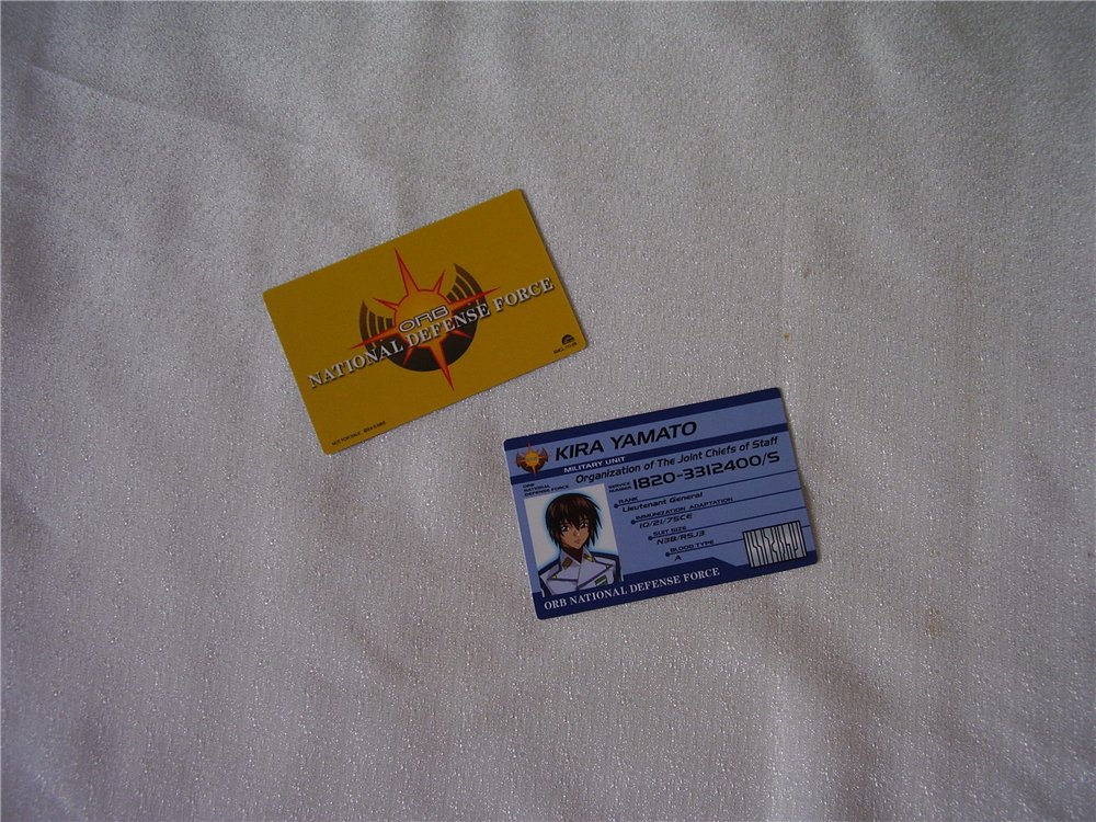 ID-карты с лицевой (Кира) и обратной (Асуран) стороны